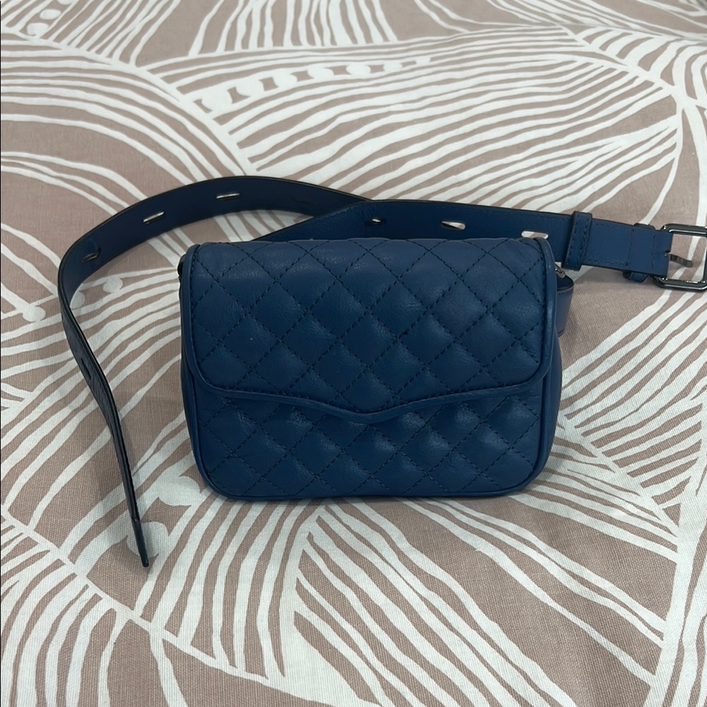 Rebecca Minkoff Blue Quilted Belt Bag 100% Leather